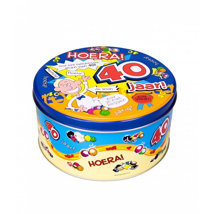 Lata de chuches rellena 40 años hombre y 500 gramos