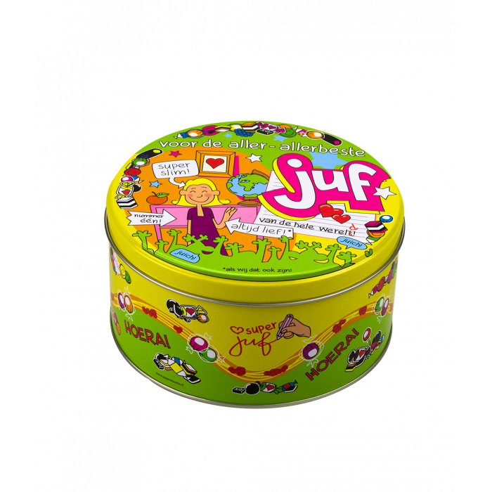 Filled sweet tin teacher and 500 grams