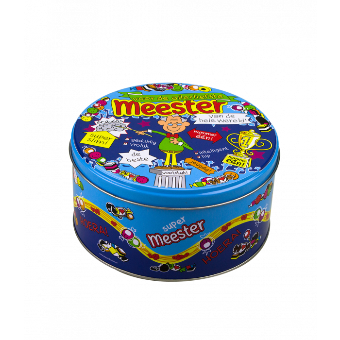 Lata de chuches rellena maestro y 500 gramos