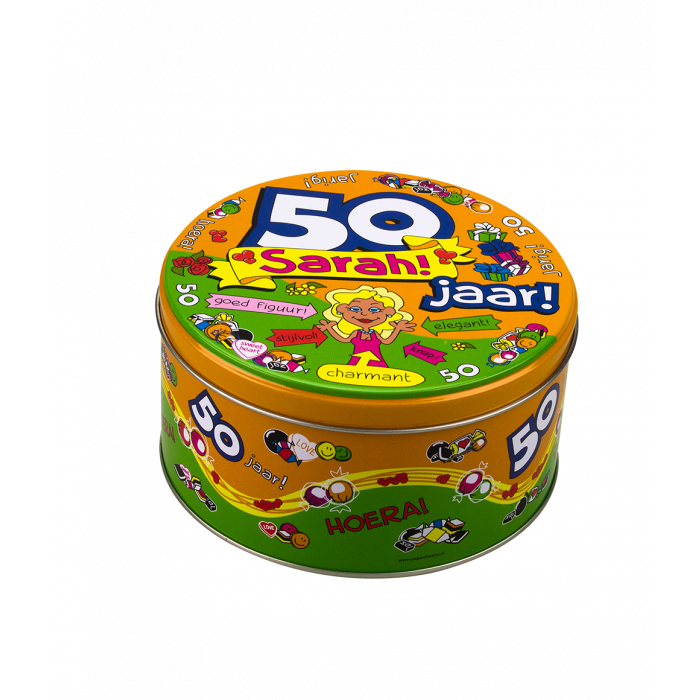 Lata de chuches rellena Sarah y 500 gramos