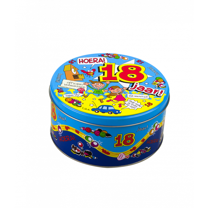 Lata de chuches rellena 18 años y 500 gramos