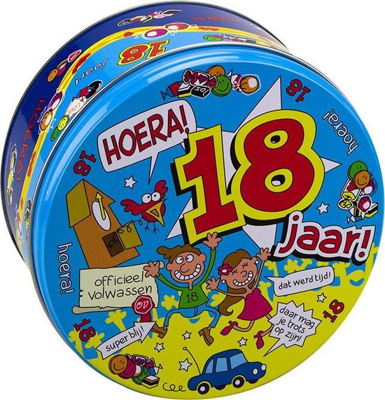 Filled sweet tin 18th birthday and 500 grams